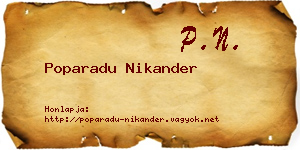 Poparadu Nikander névjegykártya