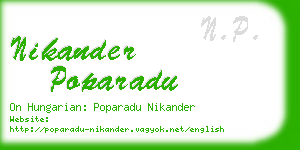nikander poparadu business card